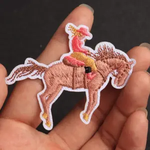 Cartoon Riding Girl Embroidered Patch Set