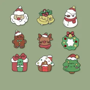 Festive Cartoon Holiday Brooch in Multiple Colors