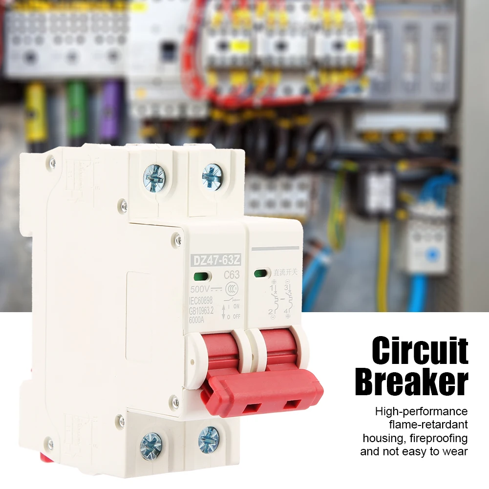 DC 500V 63A Mini Circuit Breaker 2-Pole 6kA 4 DC 500V 63A Mini Circuit Breaker 2-Pole 6kA - Image 4