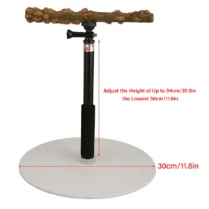 Adjustable Bird Perch Stand with Wooden Bar 11 Sab9b1a26f2fa4484a0fca346bbdc5691w