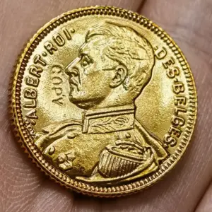 Belgian Albert I 1914 Replica Coin Gold Finish