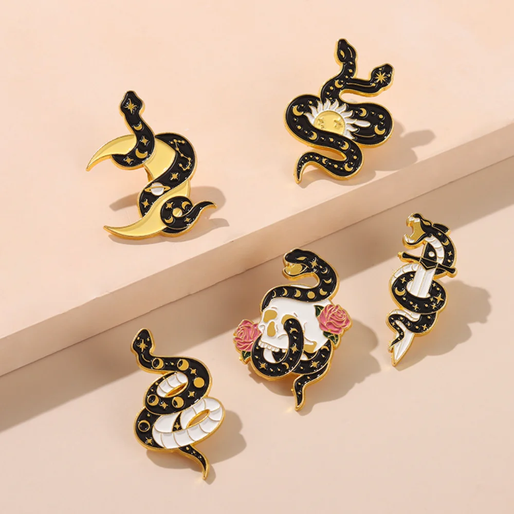Dark Star Moon Snake Brooch in Six Colors 6 Dark Star Moon Snake Brooch in Six Colors - Image 6