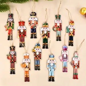 Festive Wooden Nutcracker Soldier Ornaments Set 9 Saca9267b5dc8485b8efdfee2c52d4092Z