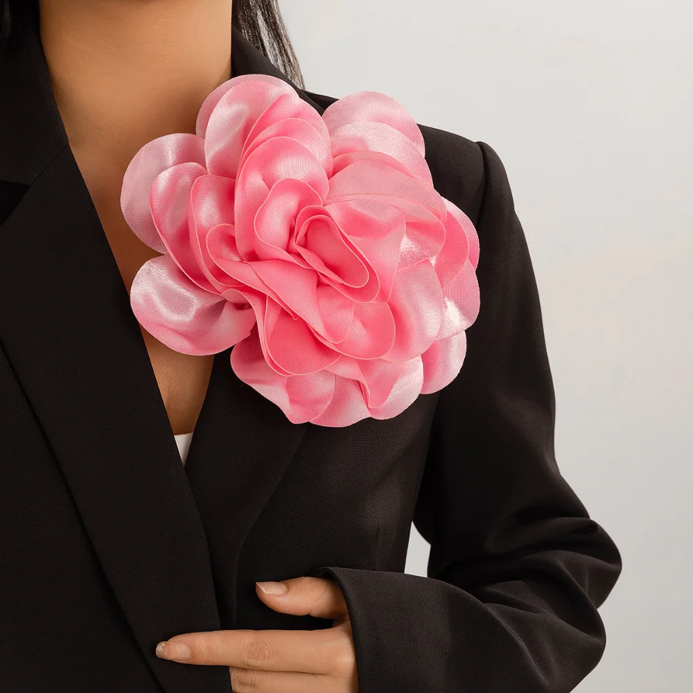 Oversized Satin Flower Brooch in Four Colors 3 Oversized Satin Flower Brooch in Four Colors - Image 3