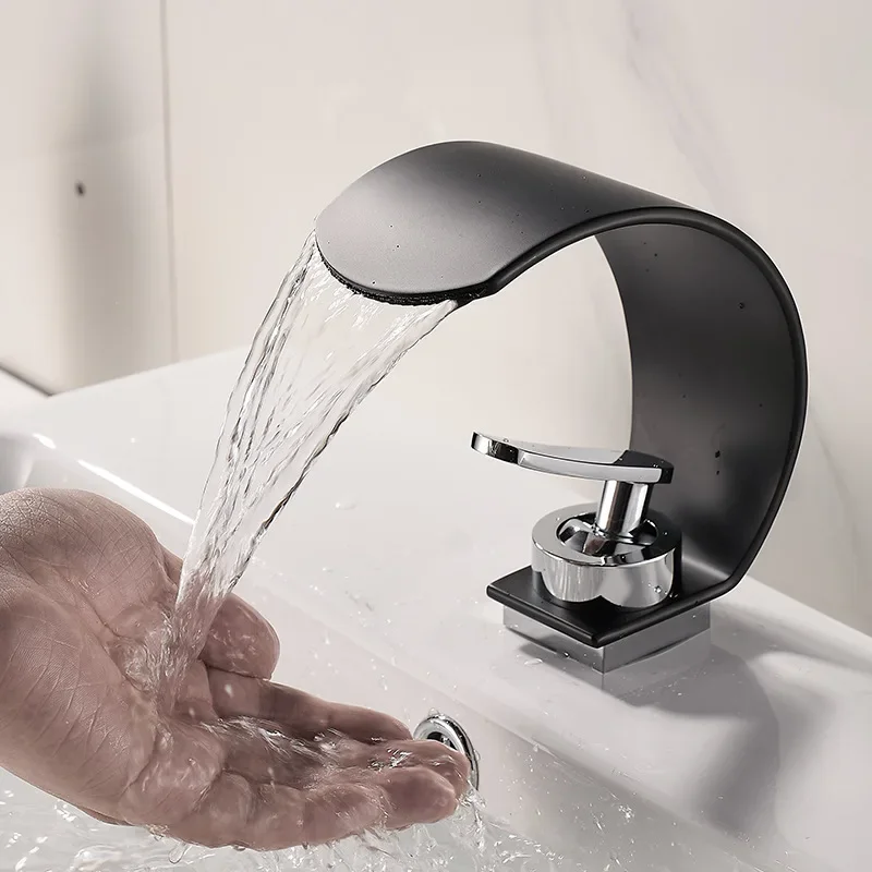 Modern Deck-Mount Bathroom Faucet in Matte Black 3 Modern Deck-Mount Bathroom Faucet in Matte Black - Image 3