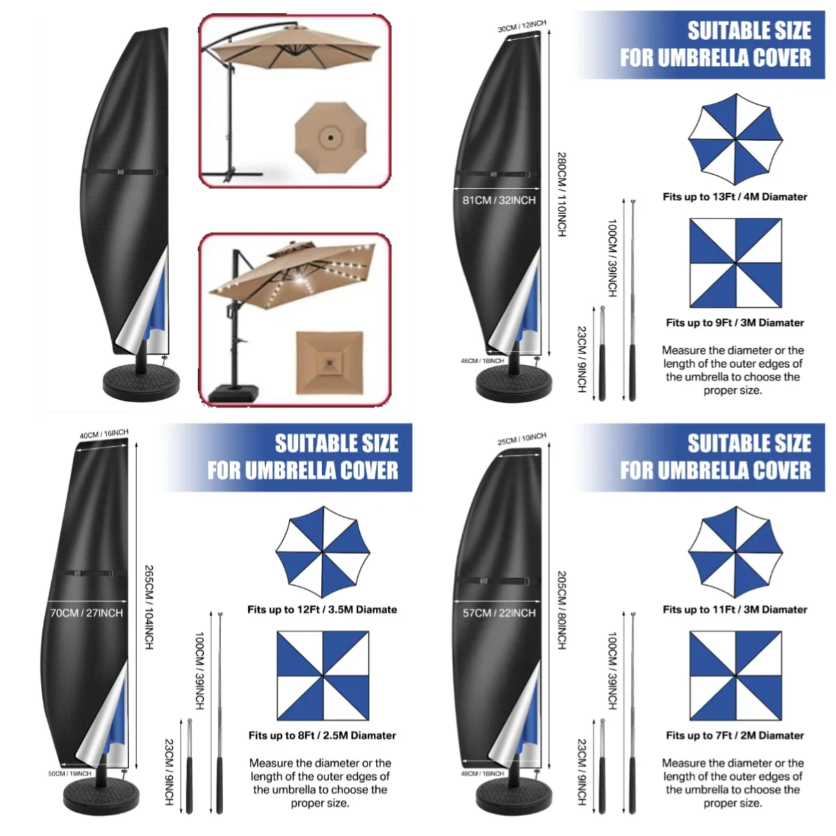 Waterproof Garden Parasol Cover for 170-280cm Umbrellas 5 Waterproof Garden Parasol Cover for 170-280cm Umbrellas - Image 5