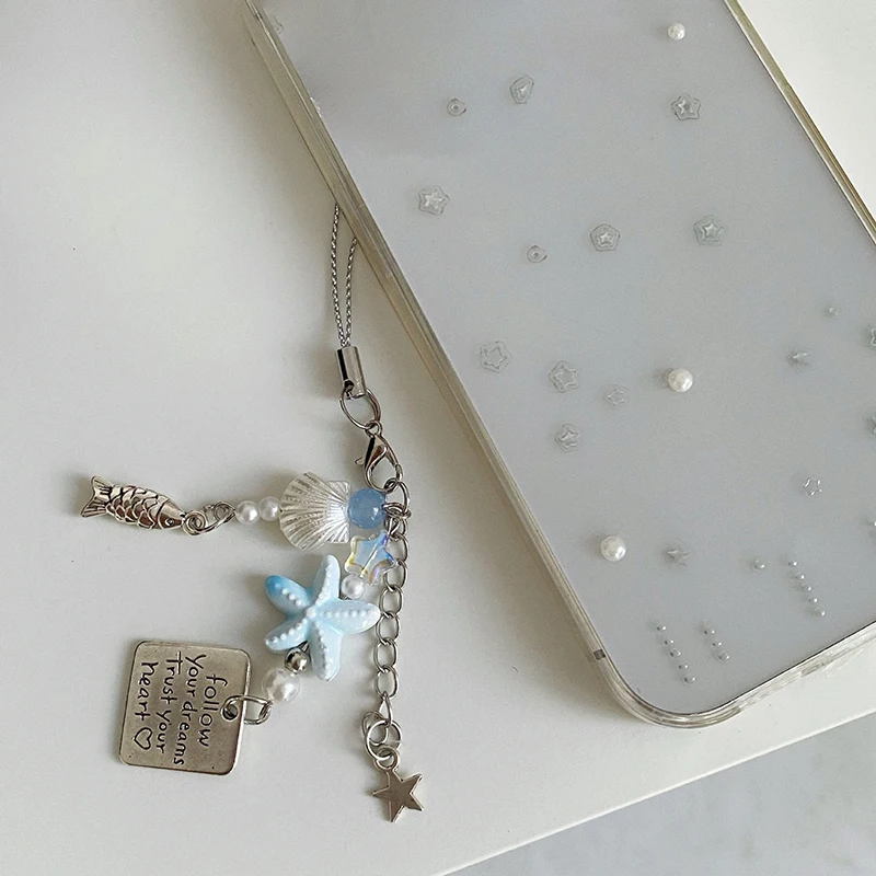 Summer Starfish Fish Phone Chain in Pink & Blue 5 Summer Starfish Fish Phone Chain in Pink & Blue - Image 5