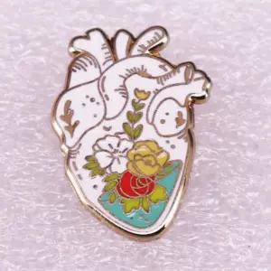 Flower Heart Copper Pin with Floral Accents 5 Sae226c06e94b4e10aa648191c2b8d6d9I