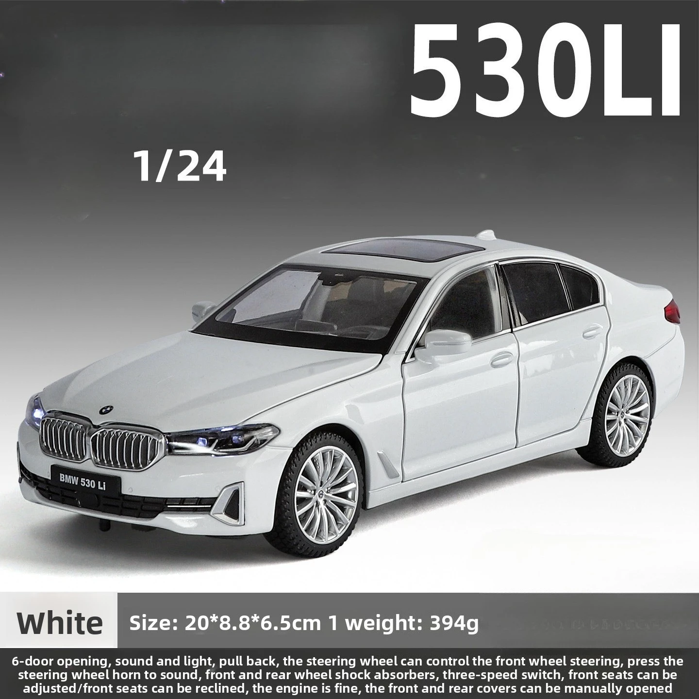 White BMW 530Li Limousine Model 1:24 Scale 7 White BMW 530Li Limousine Model 1:24 Scale - Image 7