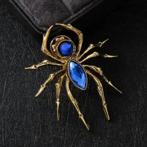 Elegant Blue Gem Spider Brooch in Gold Tone 9 Saf5e9614f92f44b69defc0845c3e4857M