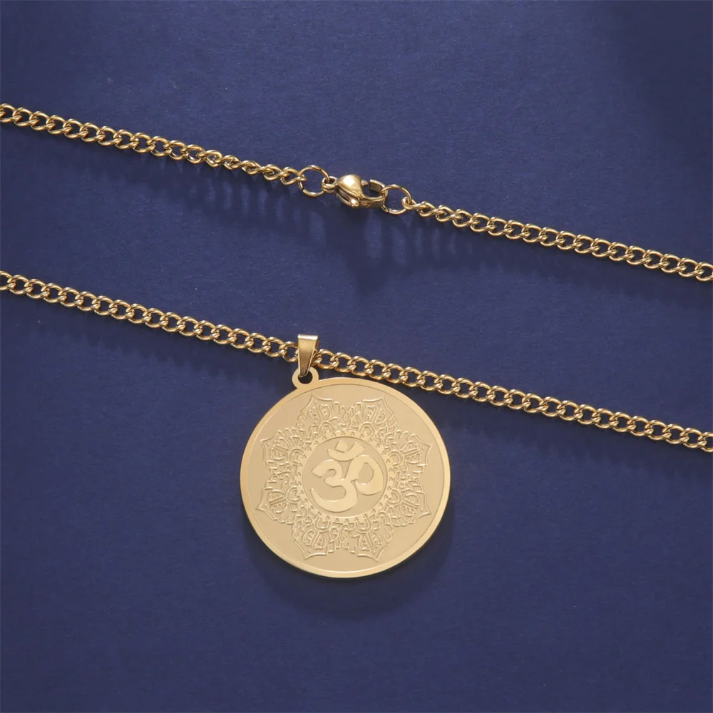 Elegant Gold Lotus Aum Pendant Necklace 4 Elegant Gold Lotus Aum Pendant Necklace - Image 4