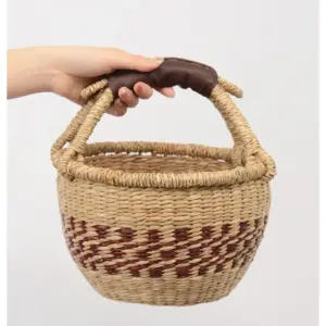 Rustic Handwoven Fruit Basket with Leather Handles 13 Sb16ceb41e6bf4179b6428dd5eed7c7acX