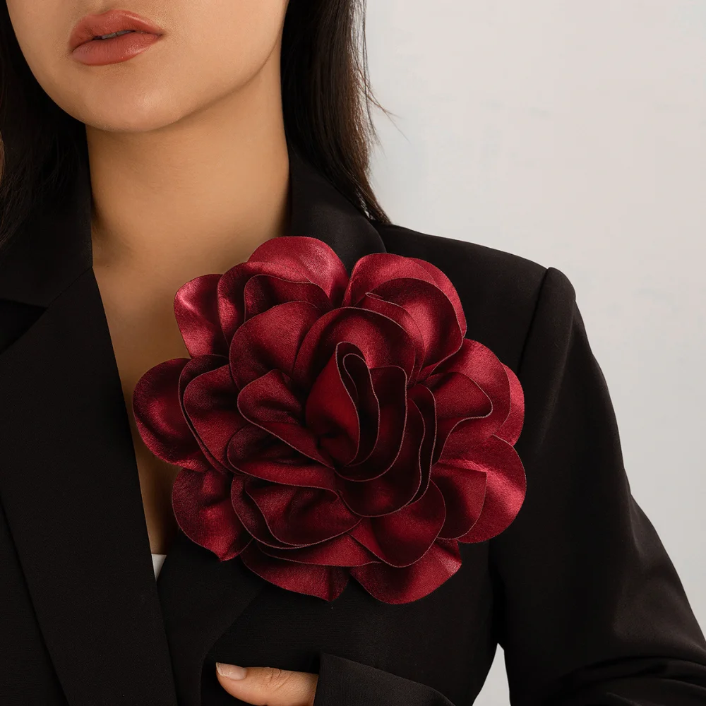 Oversized Satin Flower Brooch in Four Colors 6 Oversized Satin Flower Brooch in Four Colors - Image 6