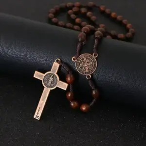 Handcrafted Rosary Necklace with Wooden Beads 10 Sb1e86db2a1814e6cba3adeee42ac05abo