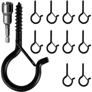 Outdoor Black Iron String Light Hooks Set 15 Sb224e0b3b7624167a521f41add50dcc8T
