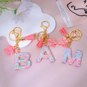 Holographic Initial Keychain for Women