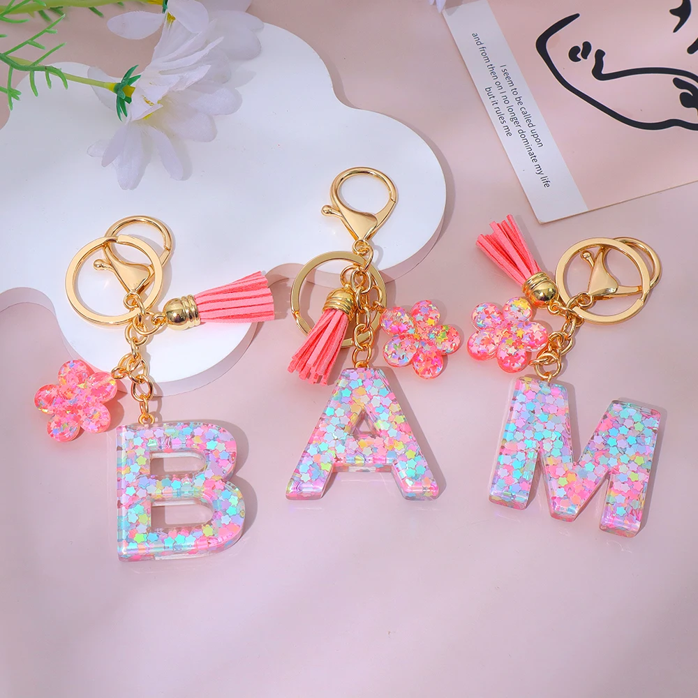 Holographic Initial Keychain for Women 1 Holographic Initial Keychain for Women