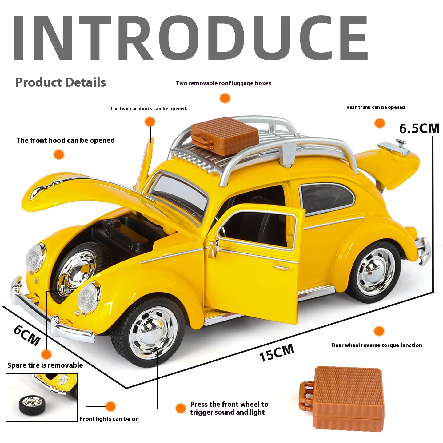 1:32 Scale Vintage Volkswagen Beetle Model 3 1:32 Scale Vintage Volkswagen Beetle Model - Image 3