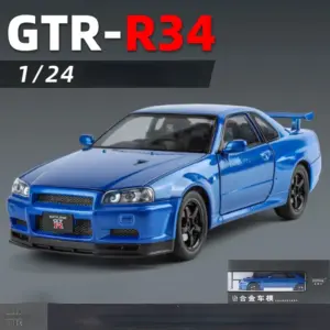 Nissan Skyline GTR R34 Diecast Model 1:24 Blue 15 Sb2782b9bcd584125a163330d6b860abac