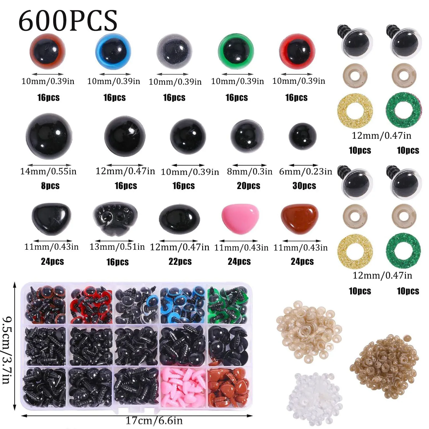 600 Black Plastic Safety Eyes for Crafts 2 600 Black Plastic Safety Eyes for Crafts - Image 2