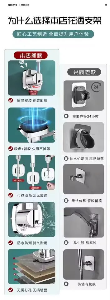 Adjustable Shower Bracket with 360° Swivel 6 Adjustable Shower Bracket with 360° Swivel - Image 6