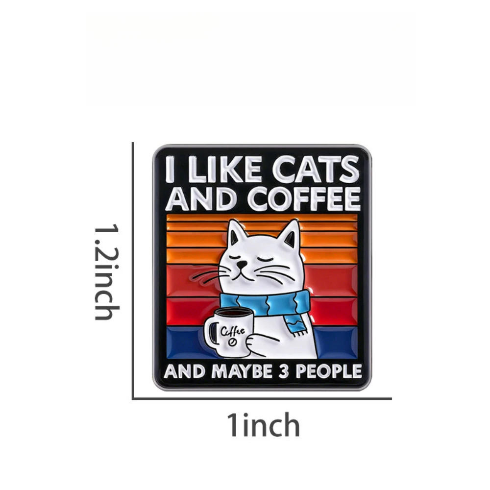 Cute Cat Coffee Brooch with Colorful Stripes 2 Cute Cat Coffee Brooch with Colorful Stripes - Image 2