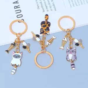 Cute Wagging Tail Cat Keychain with Fishbone Charm 14 Sb4baf6e5eb4e4ca591c2e957644711d1G