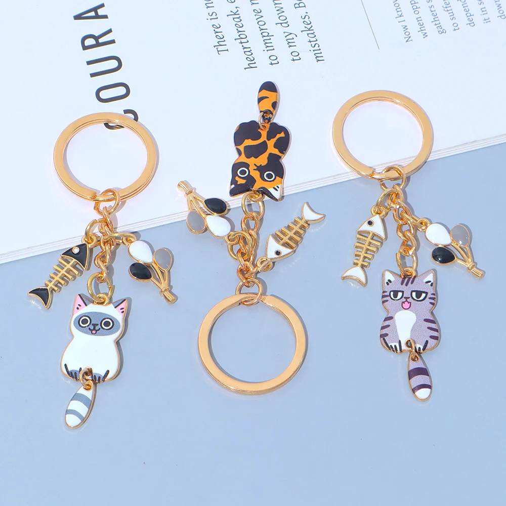 Cute Wagging Tail Cat Keychain with Fishbone Charm 5 Cute Wagging Tail Cat Keychain with Fishbone Charm - Image 5