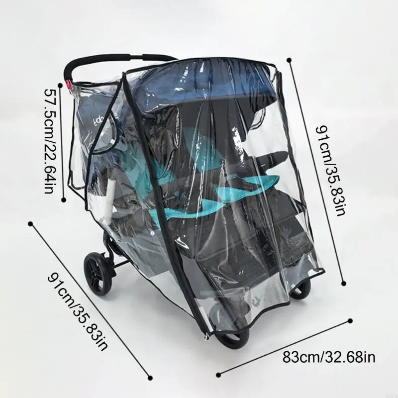 Twin Baby Stroller Clear Rain Cover 6 Twin Baby Stroller Clear Rain Cover - Image 6