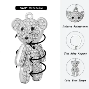 Rhinestone Bear Keychain in Silver, Gold, Rainbow 10 Sb57f8a807c1140e2b0203f9fde717592N