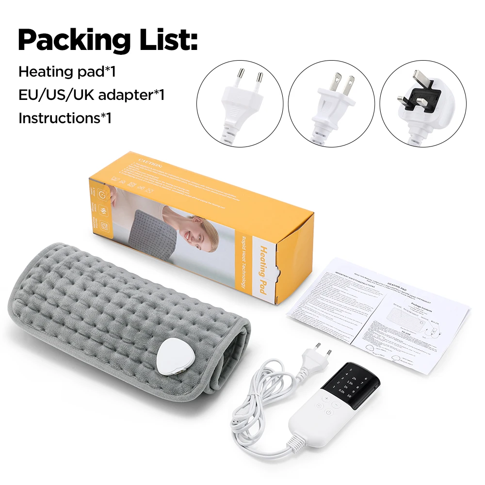 Silver Gray Electric Heating Pad 60x30cm 6 Silver Gray Electric Heating Pad 60x30cm - Image 6