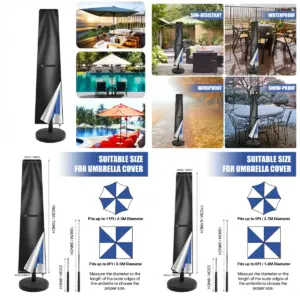 Waterproof Garden Parasol Cover for 170-280cm Umbrellas 15 Sb5e39fefca0a4947aa33048e3c4f1172U