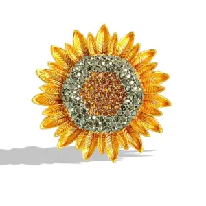 Vivid Sunflower Brooch with Rhinestones