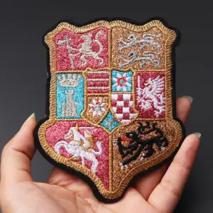 Embroidered Iron-On Patch with Heraldic Design