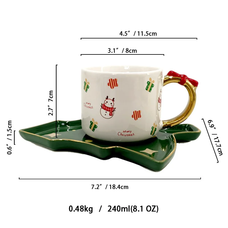 Festive Christmas Tree Ceramic Coffee Set 8 Festive Christmas Tree Ceramic Coffee Set - Image 8