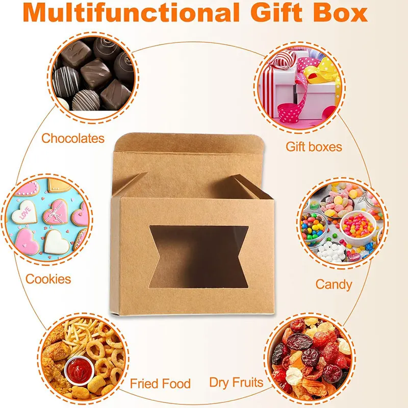 Mini Kraft Gift Boxes with Windows Set 3 Mini Kraft Gift Boxes with Windows Set - Image 3