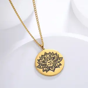Stainless Steel Om Lotus Pendant Necklace 19 Sb76a885c23134da0836c2e957469a3d1F