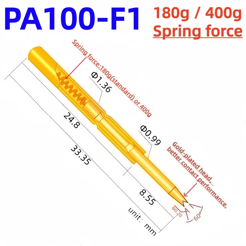 PA100-F1 Spring Test Probe Set 20/100 pcs 2 PA100-F1 Spring Test Probe Set 20/100 pcs - Image 2