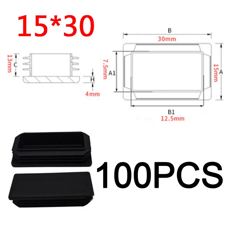 Black Rectangular Pipe Plug for Furniture 8 Black Rectangular Pipe Plug for Furniture - Image 8