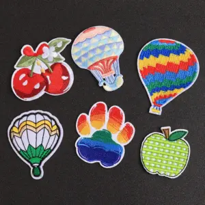 Hot Air Balloon Apple Cherry Iron-On Patch