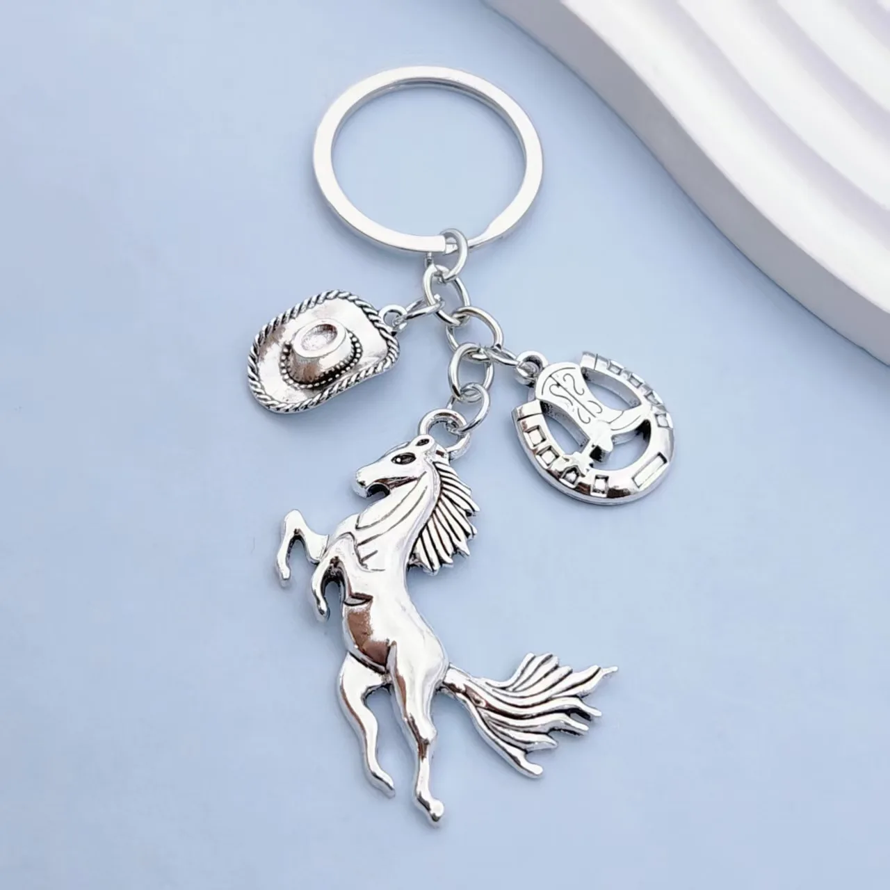 Vintage Stainless Steel Keychain with Charms 3 Vintage Stainless Steel Keychain with Charms - Image 3