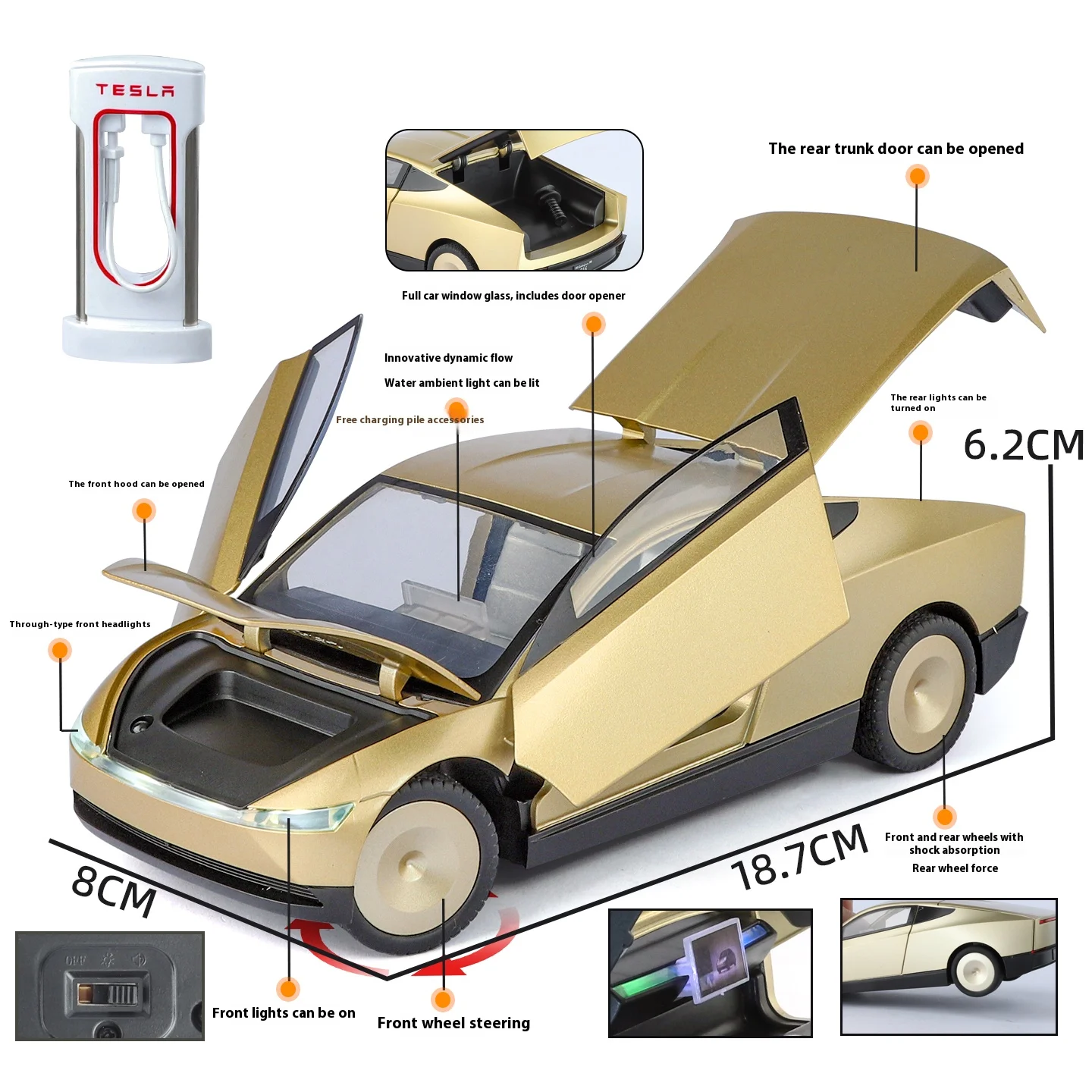 Gold Futuristic Robot Taxi Model 1:24 Scale 2 Gold Futuristic Robot Taxi Model 1:24 Scale - Image 2