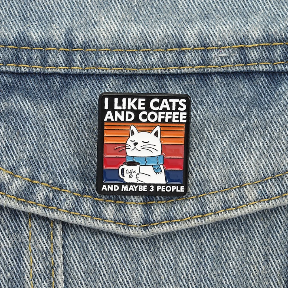 Cute Cat Coffee Brooch with Colorful Stripes 4 Cute Cat Coffee Brooch with Colorful Stripes - Image 4