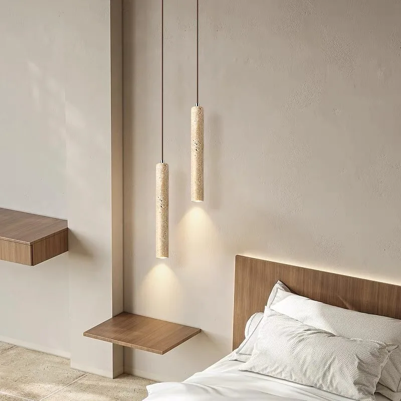 Japanese-Inspired LED Pendant Lamp in Yellow Travertine 5 Japanese-Inspired LED Pendant Lamp in Yellow Travertine - Image 5