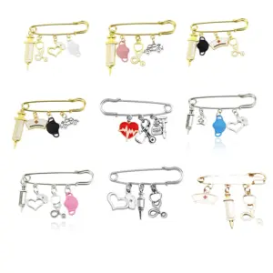Medical-Themed Brooch Collection with Enamel Accents