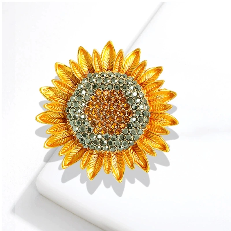 Vivid Sunflower Brooch with Rhinestones 4 Vivid Sunflower Brooch with Rhinestones - Image 4