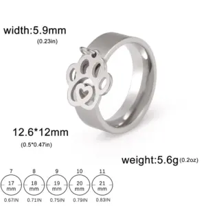 Stainless Steel Pet Lover Ring with Paw Prints 17 Sb9aa48b3401c4b78adf810b27520b90c5
