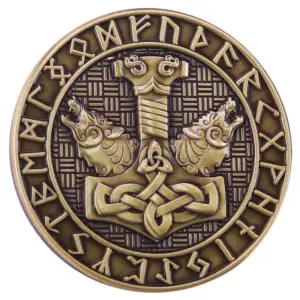 Retro Hammer Wolf Metal Pin 4cm Bronze Finish