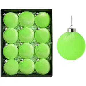 Vibrant Green Velvet Christmas Ornaments Set