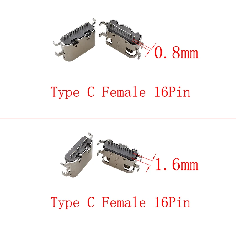 USB Type C Female Connectors Set (10pcs, 16 Pins) 3 USB Type C Female Connectors Set (10pcs, 16 Pins) - Image 3